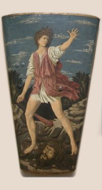 Andrea del Castagno. David vainqueur de Goliath, tempera sur toile – 115,5 cm (h) ; 76,5 cm (l) v. 1450-1455, Washington National Gallery of Art