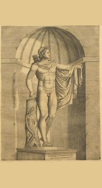 Apollon du Belvédère. Gravure sur cuivre, v. 1550-1552, éd. Antonio Lafreri  Paris, département des Estampes et photographie, Bibliothèque nationale de France.